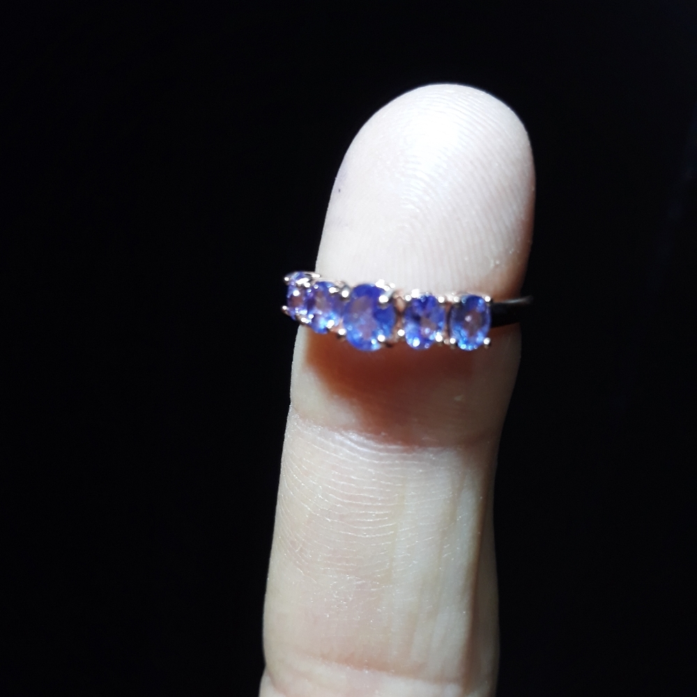 Natural Tanzanite 5 Stone Ring - Picture 3 of 4